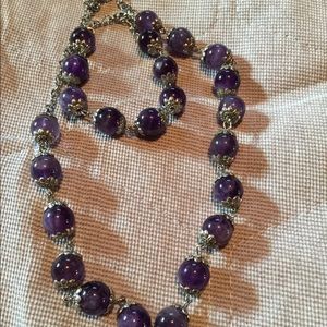 Amethyst beaded necklace with match bracelet